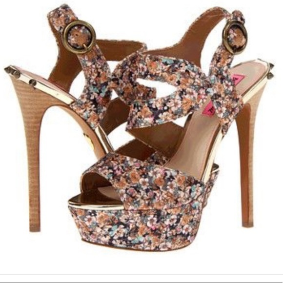 Betsey Johnson Shoes - [Betsy Johnson] Floral Open Toe Studded High Heels